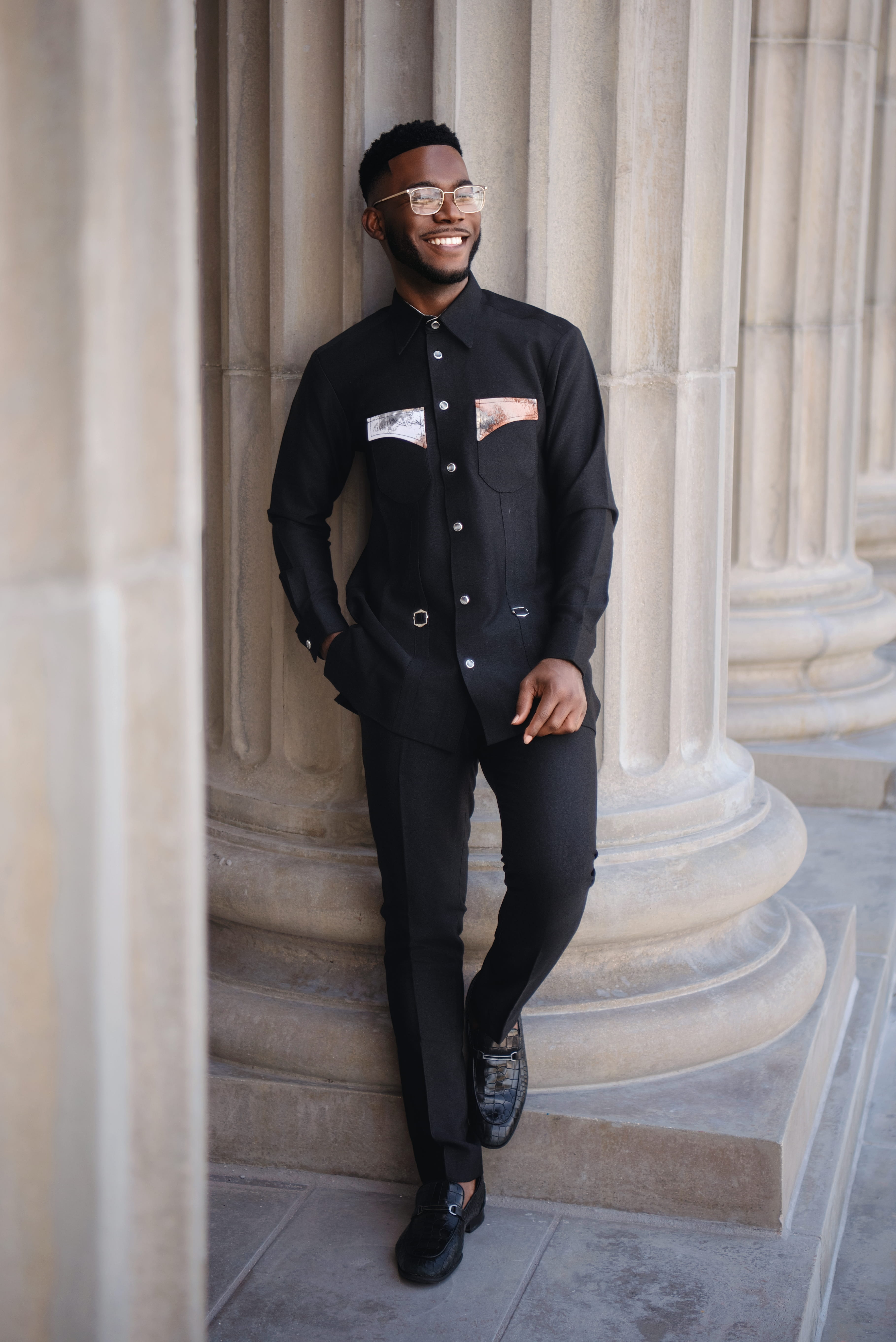 Black Stone Senator – Modern African Men’s Two-Piece Outfit | Richfabrik