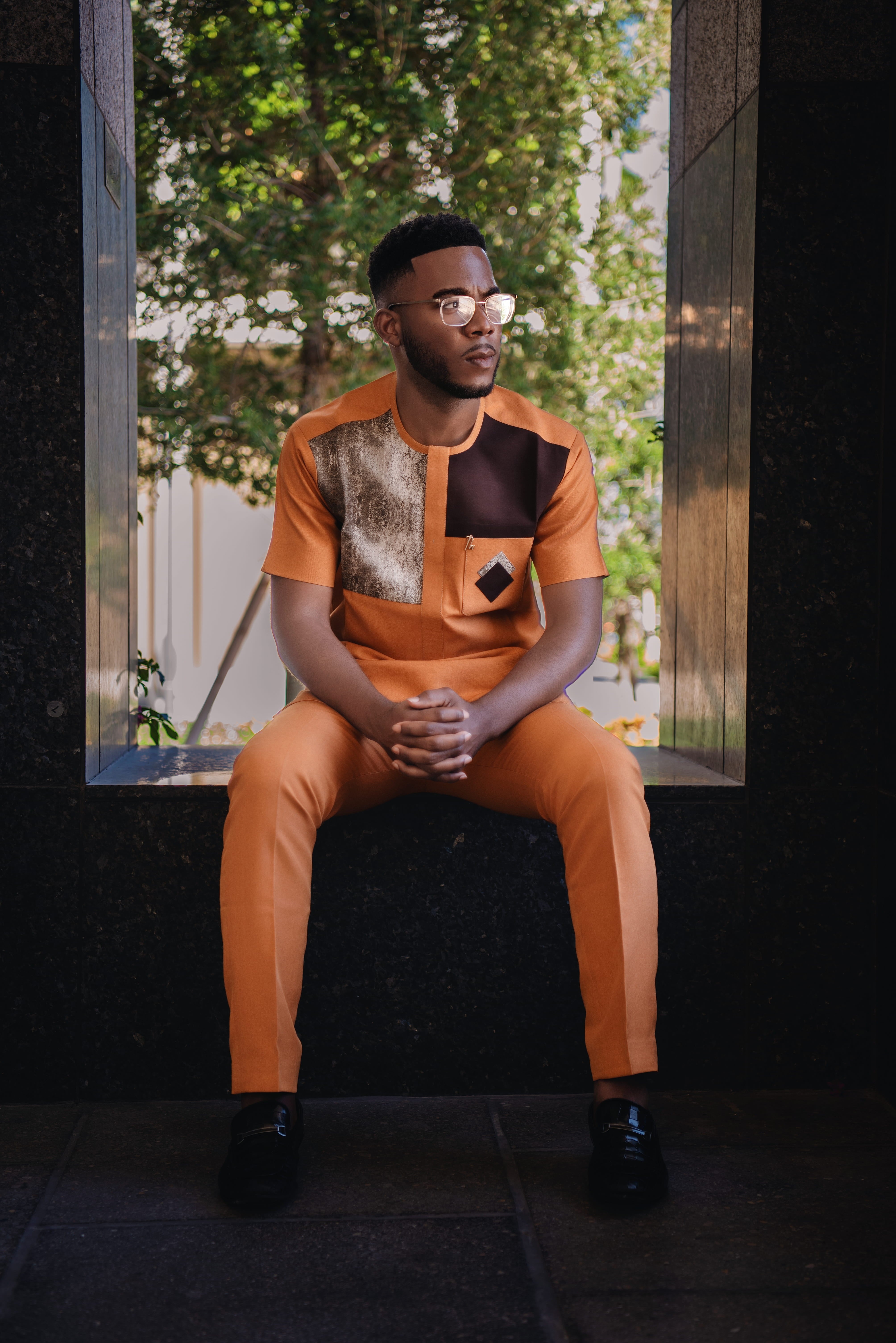 The Golden Monarch – Modern African Men’s Two-Piece Outfit | Richfabrik