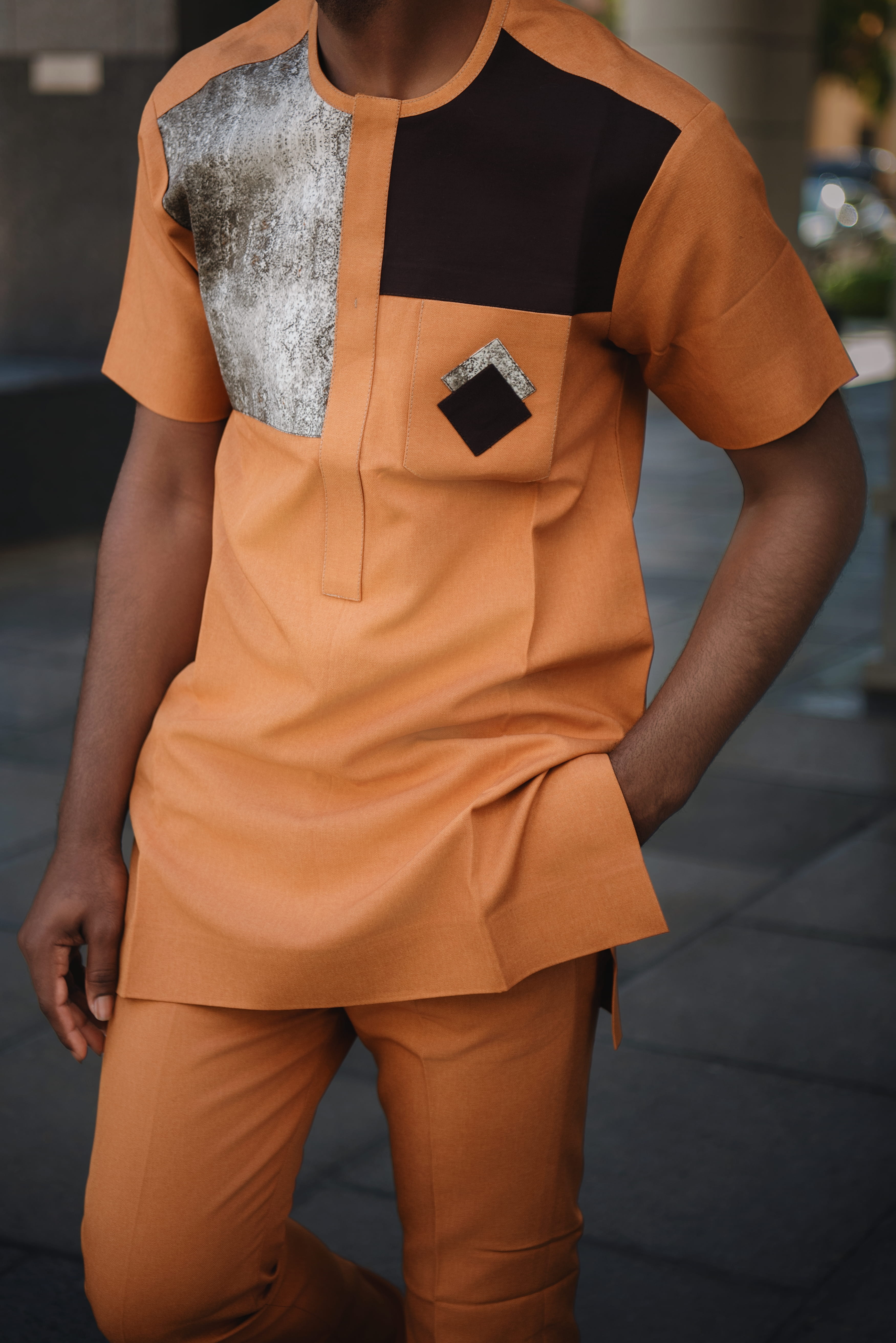 The Golden Monarch – Modern African Men’s Two-Piece Outfit | Richfabrik