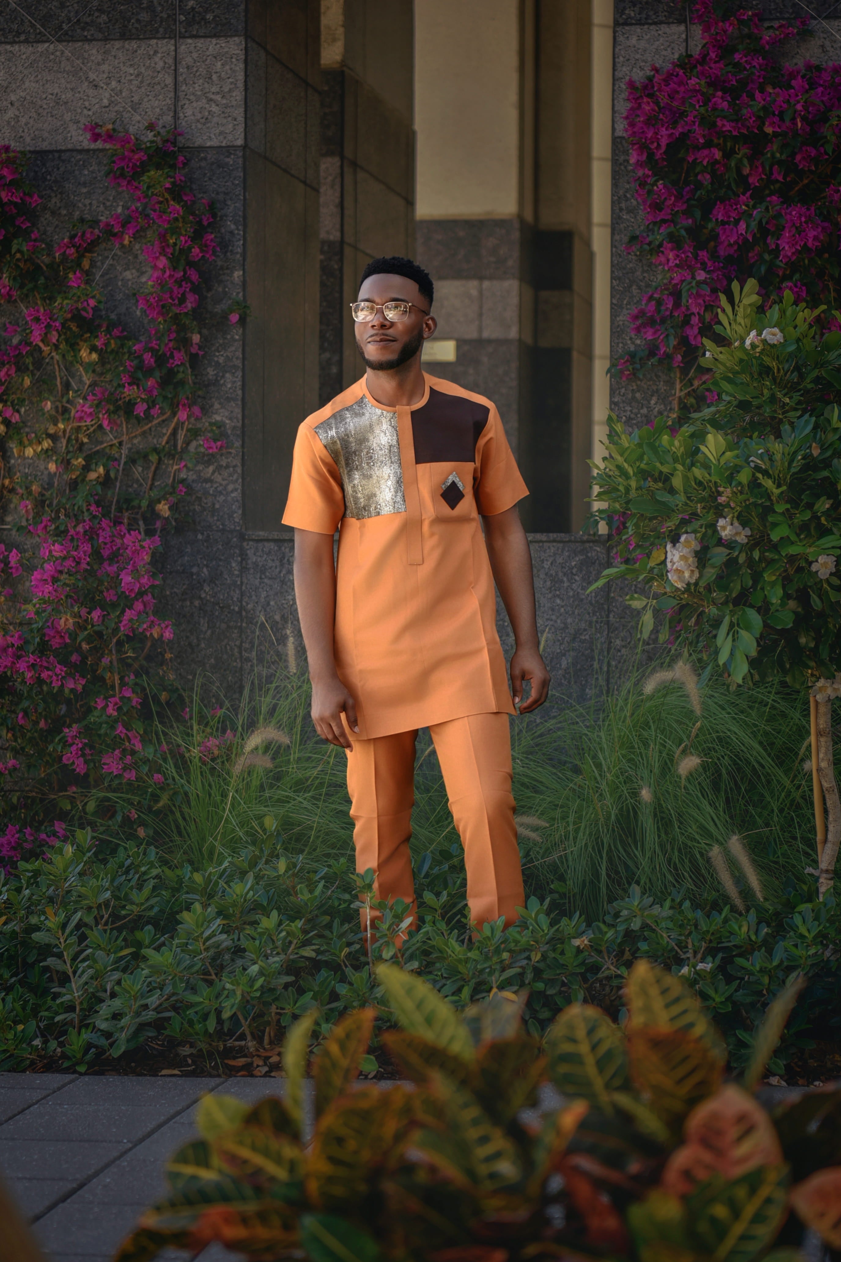 The Golden Monarch – Modern African Men’s Two-Piece Outfit | Richfabrik