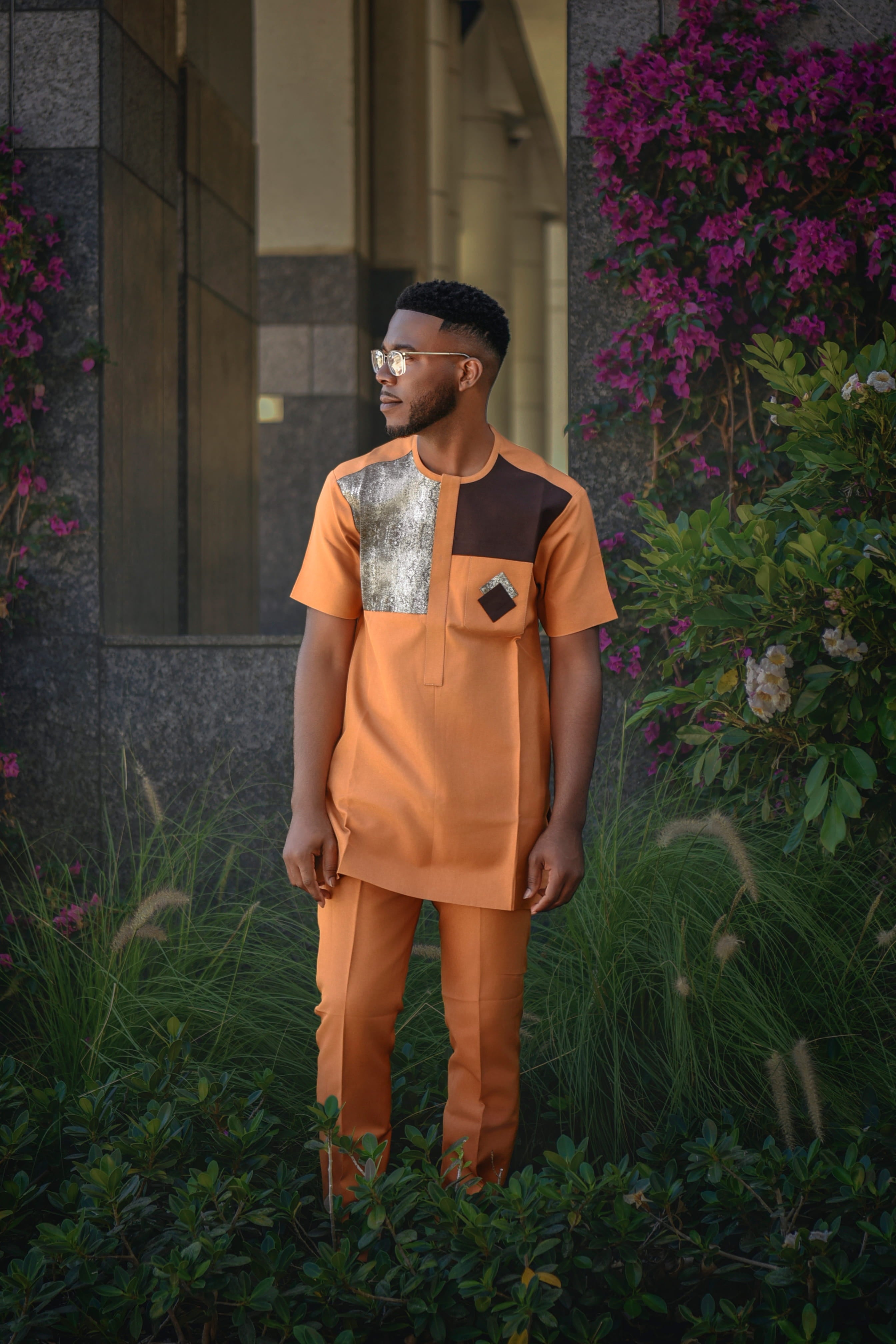 The Golden Monarch – Modern African Men’s Two-Piece Outfit | Richfabrik