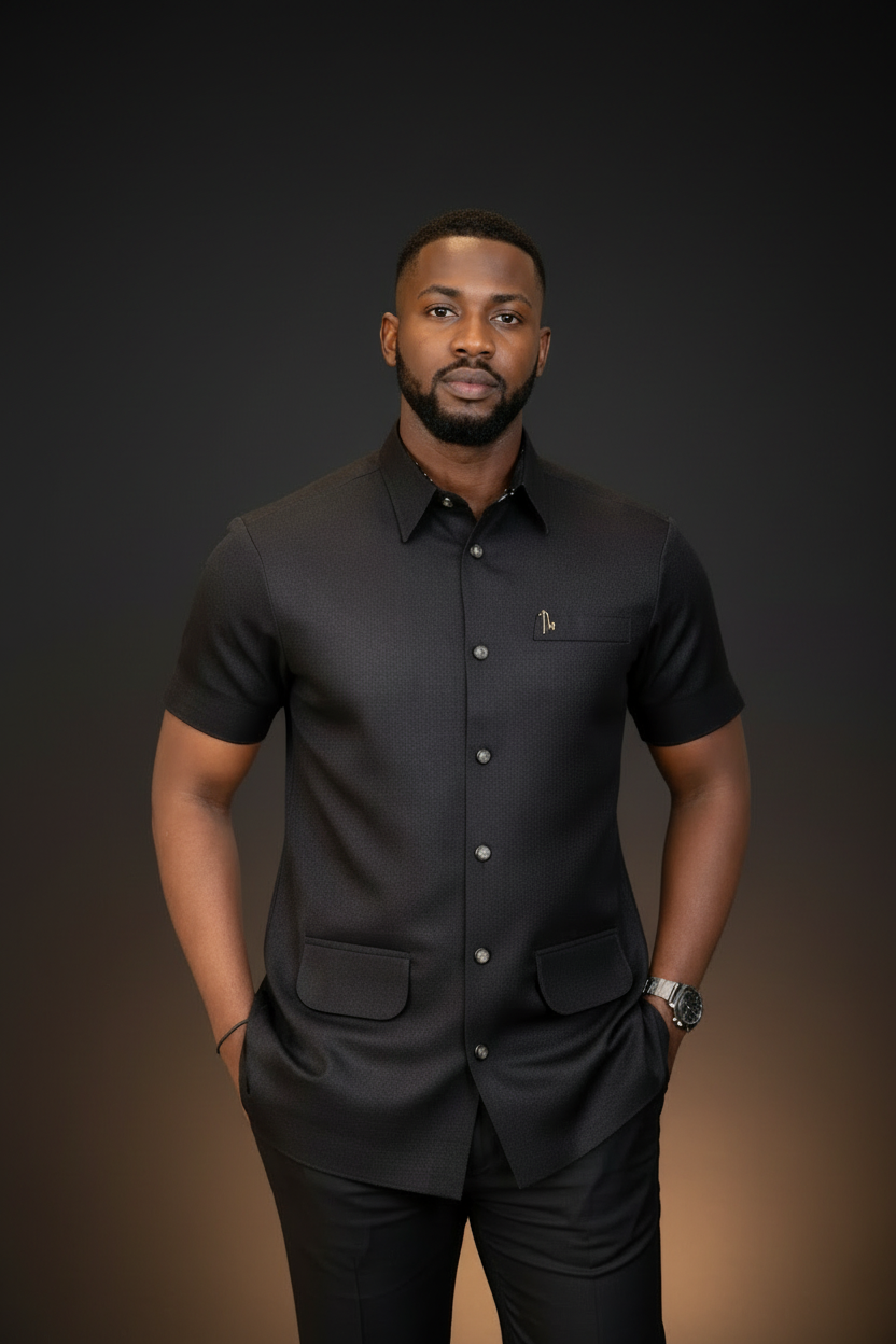 black modern African men’s two piece outfit Richfabrik